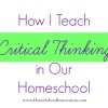 How I Teach Crtiical Thinking